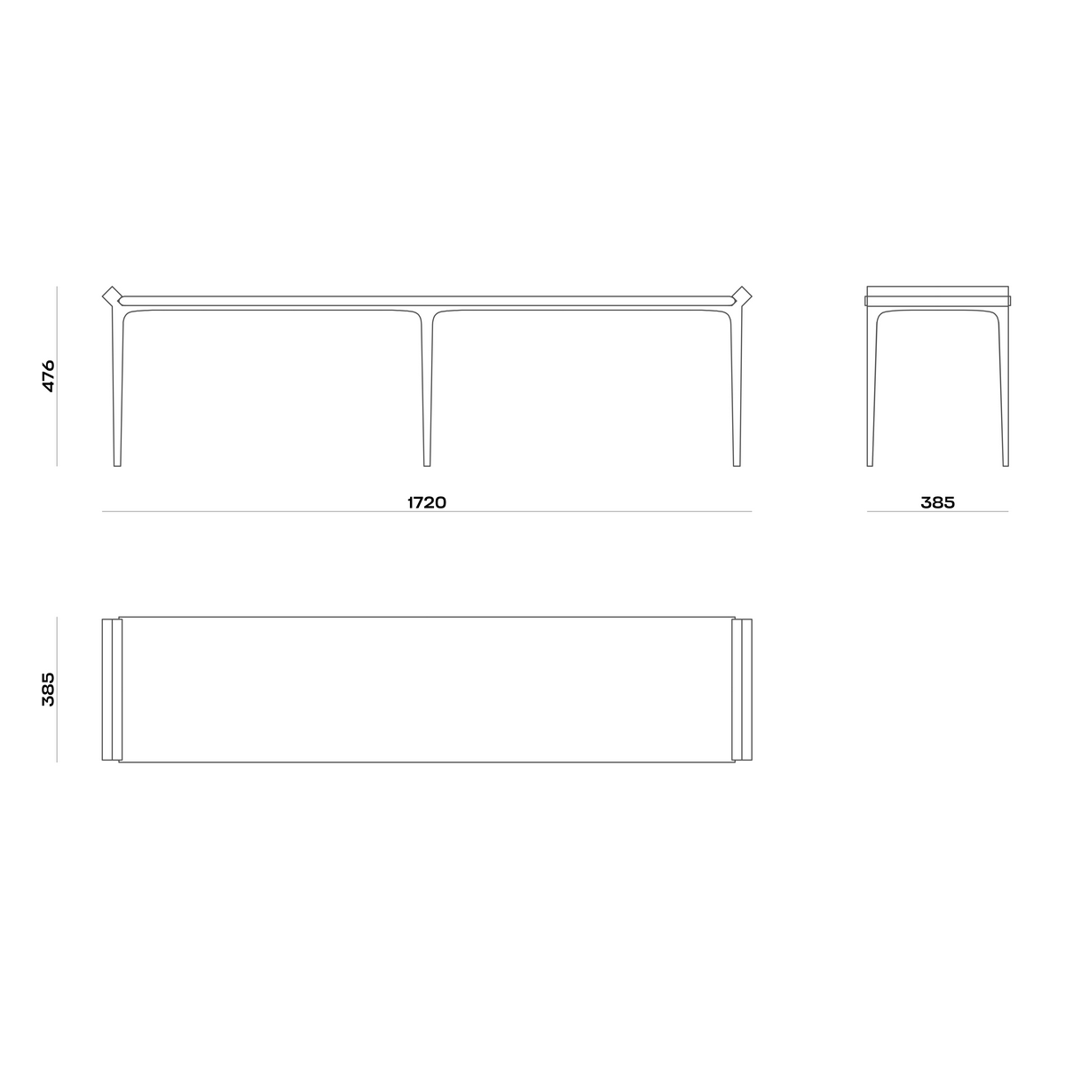 Схема Банкетка Diamant Medium, MODÉNATURE
