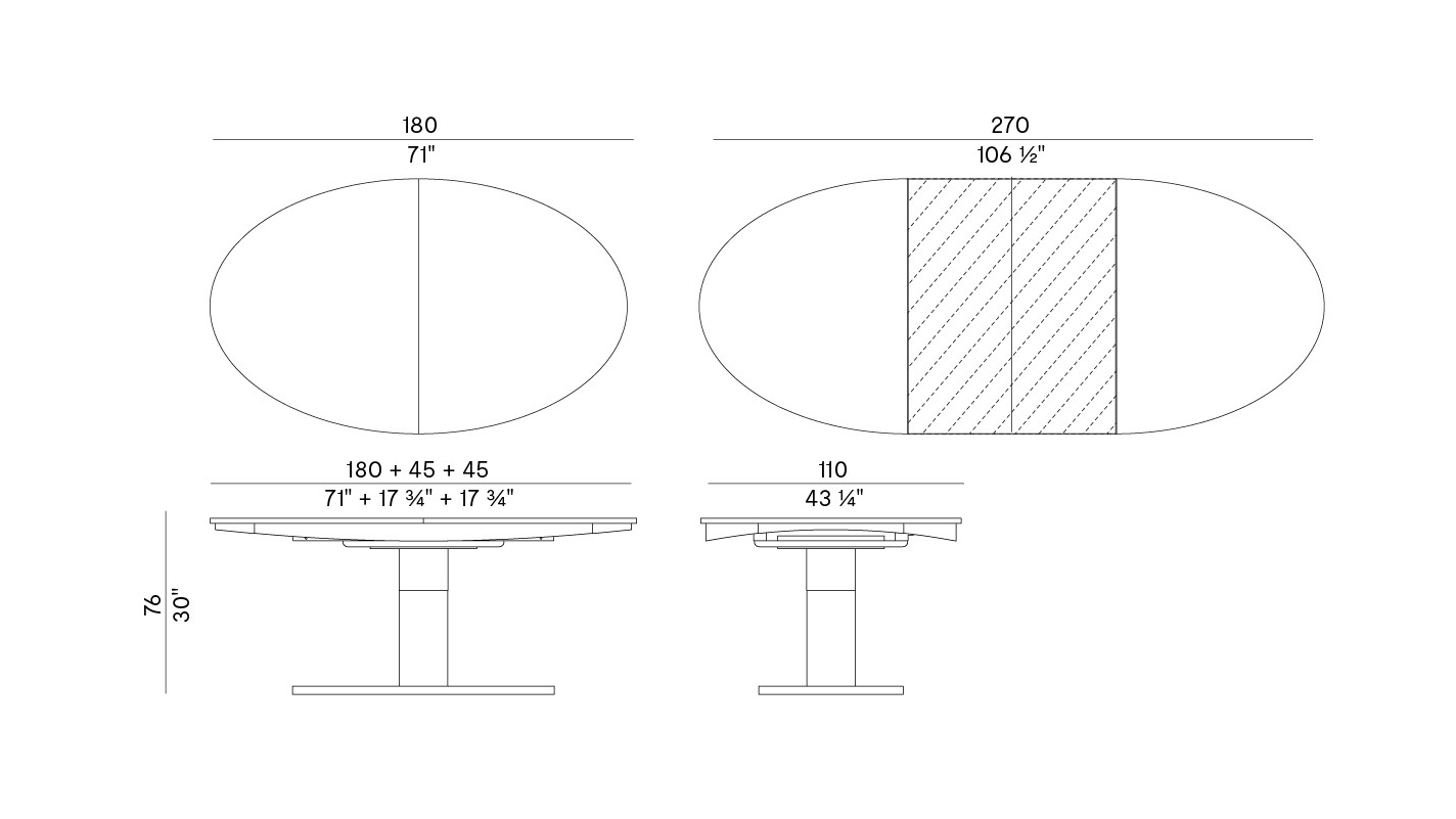 Схема Стол Diva овальный, Potocco
