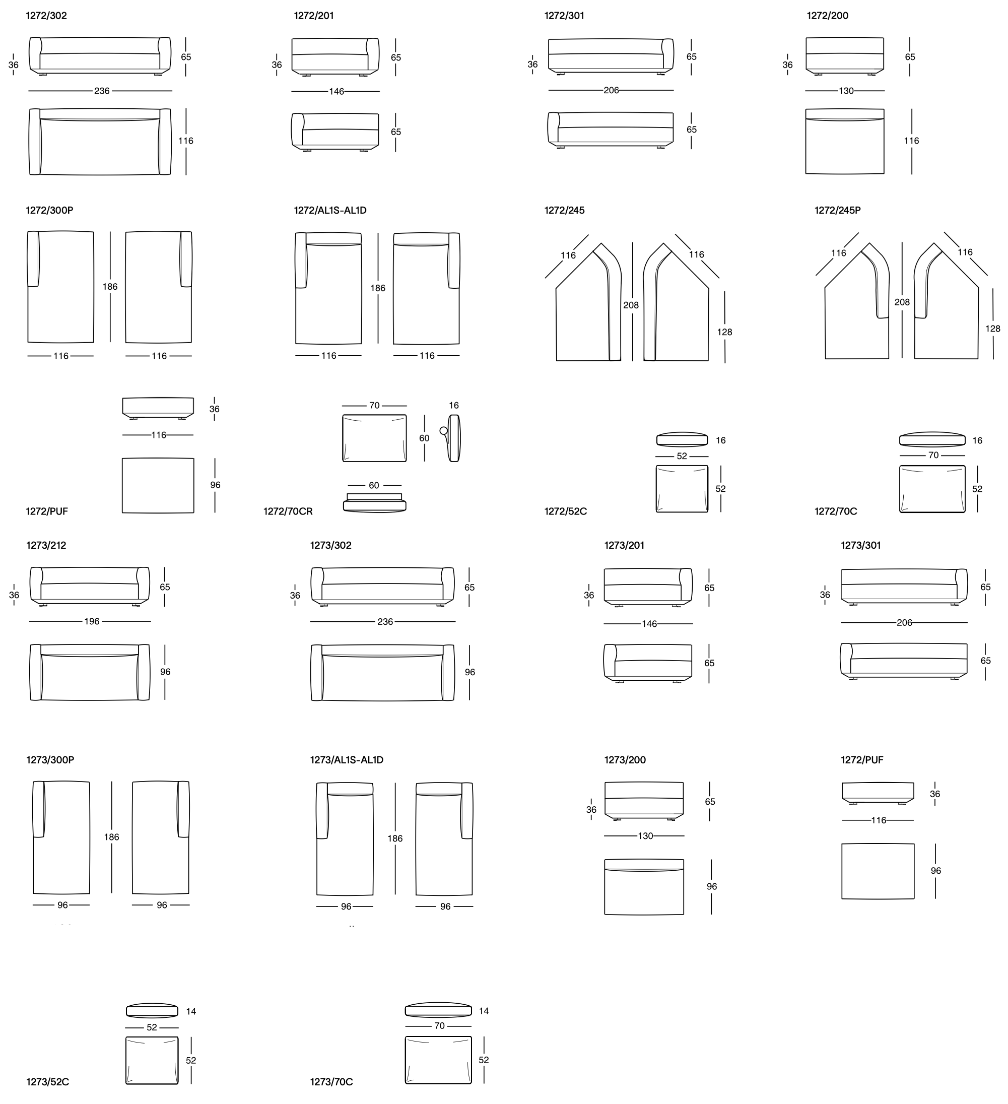 Схема Диван Pianoalto, Zanotta