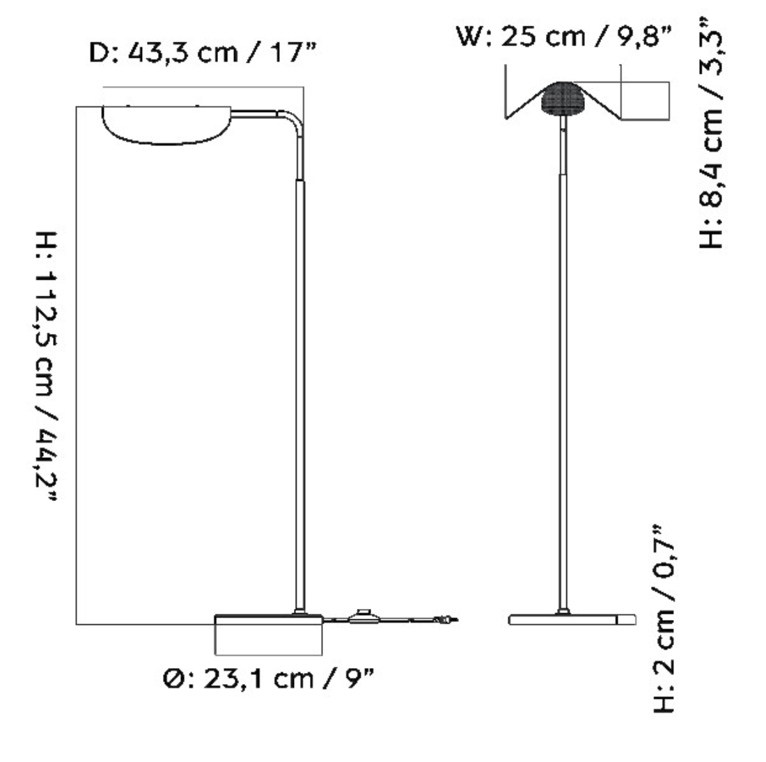 Схема Напольный светильник Wing Floor Lamp, Audo Copenhagen (ex. Menu)