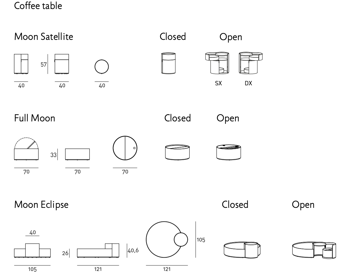 Схема Журнальный столик Moon Coffee Table, Living Divani