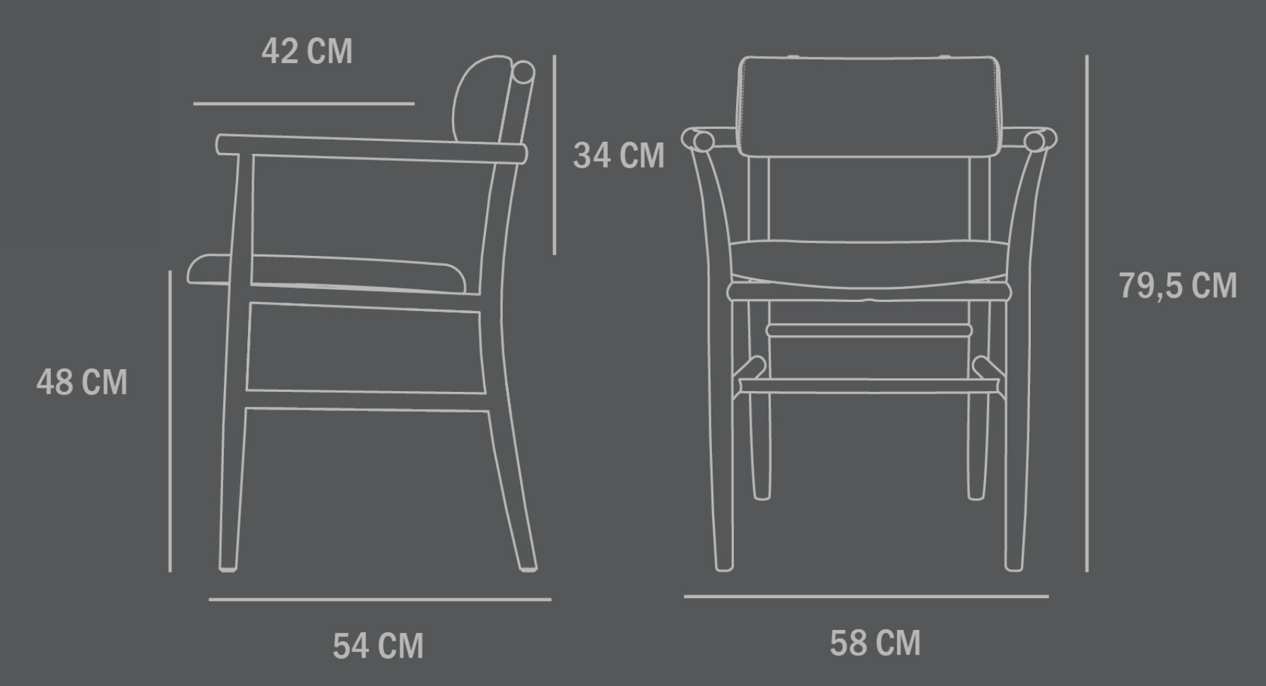 Схема Обеденный стул Nama Dining Chair, Armrest — Coffee Black, 101 Copenhagen