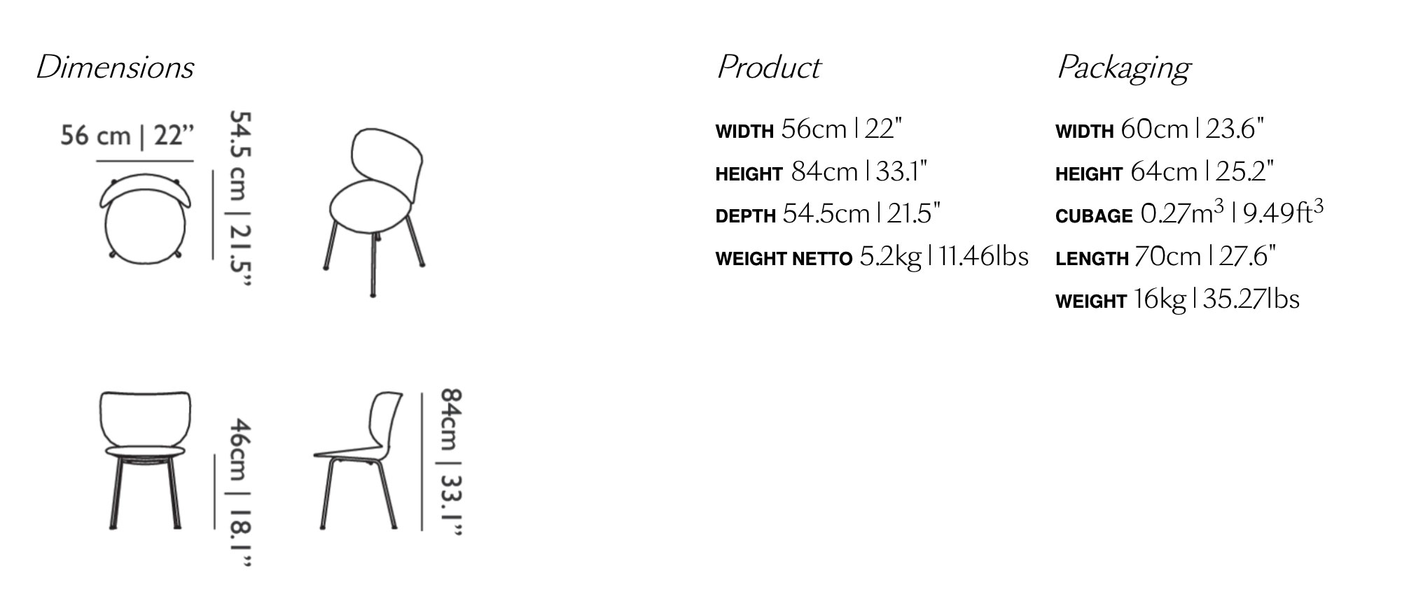 Схема Стул Hana white set of 2, Moooi
