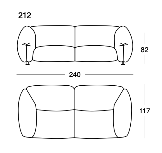 Схема Диван Za: Za Max Sofa 212 cm. 240, Zanotta