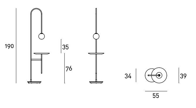 Схема Напольный светильник Light with a table, Living Divani