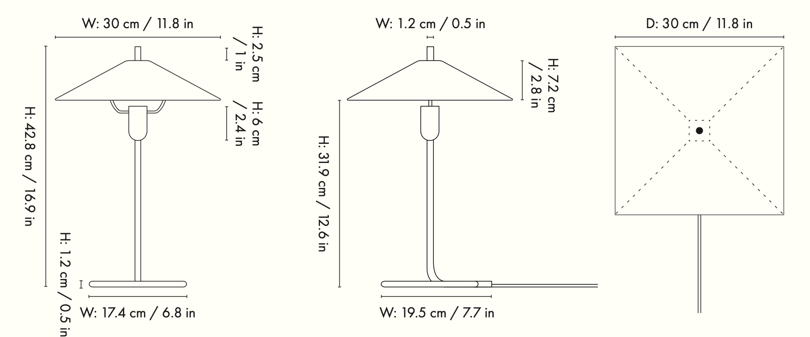 Схема Настольный светильник Filo Table Lamp Square, Ferm Living
