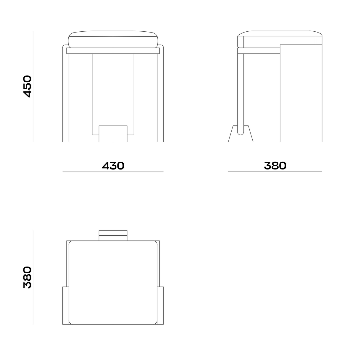 Схема Табурет Scroll Stool, MODÉNATURE