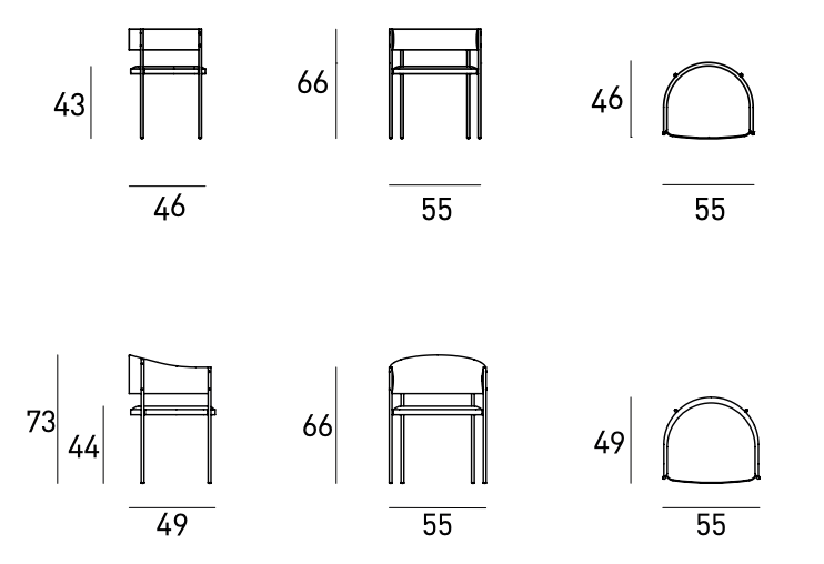 Схема Стул Era Chair, Living Divani
