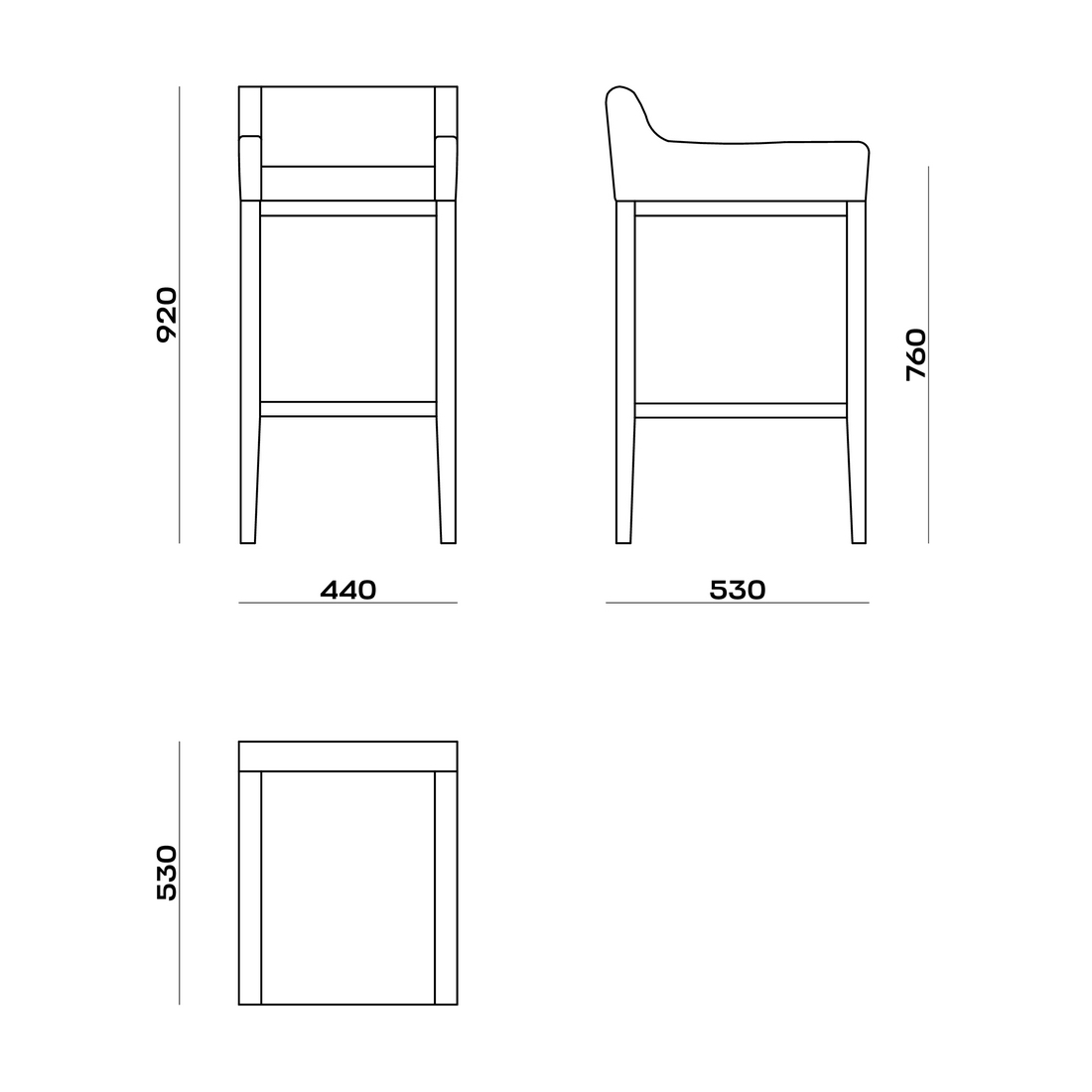 Схема Барный стул Frank Bar, MODÉNATURE