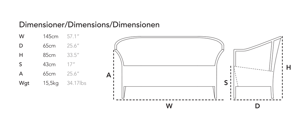 Схема Уличный диван Lansing, Cane-Line
