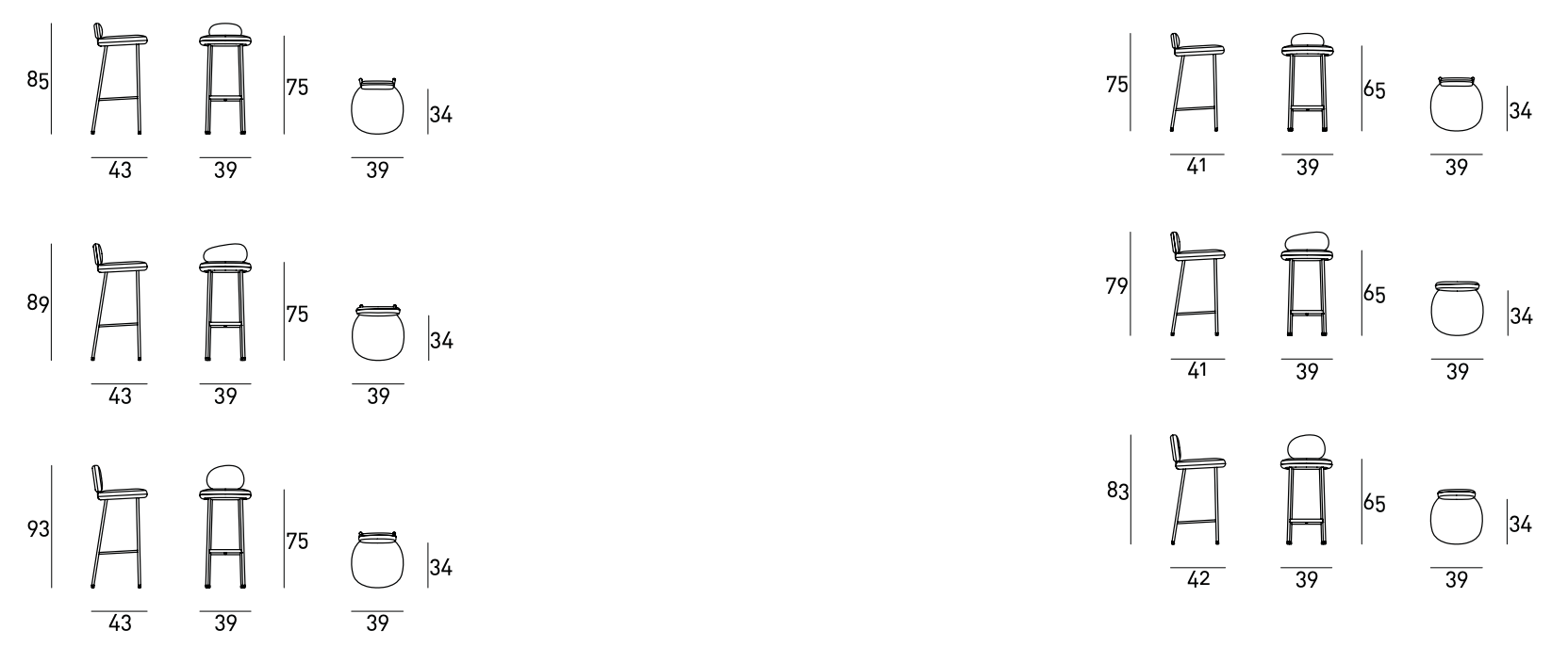 Схема Полубарный / барный стул Pebble Stool, Living Divani