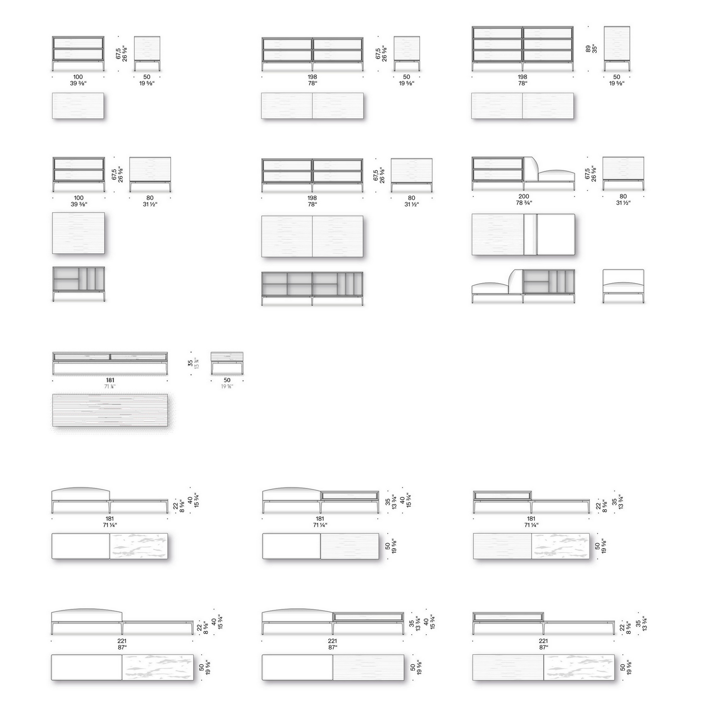 Схема Комод Horizontal Cabinets ēdition, DePadova