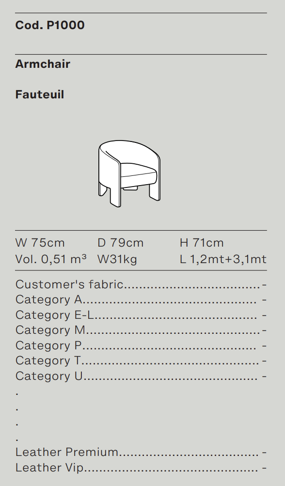Схема Кресло Cali, Ditre Italia