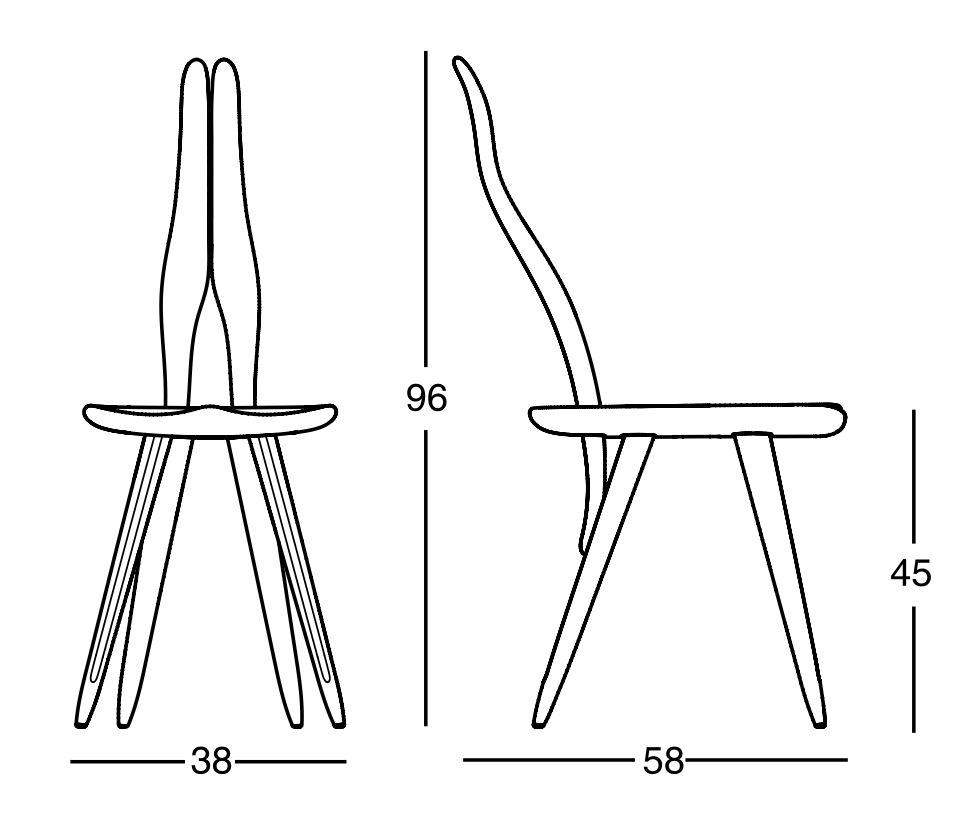 Схема Стул Fenis Chair Black Painted Finish, Zanotta
