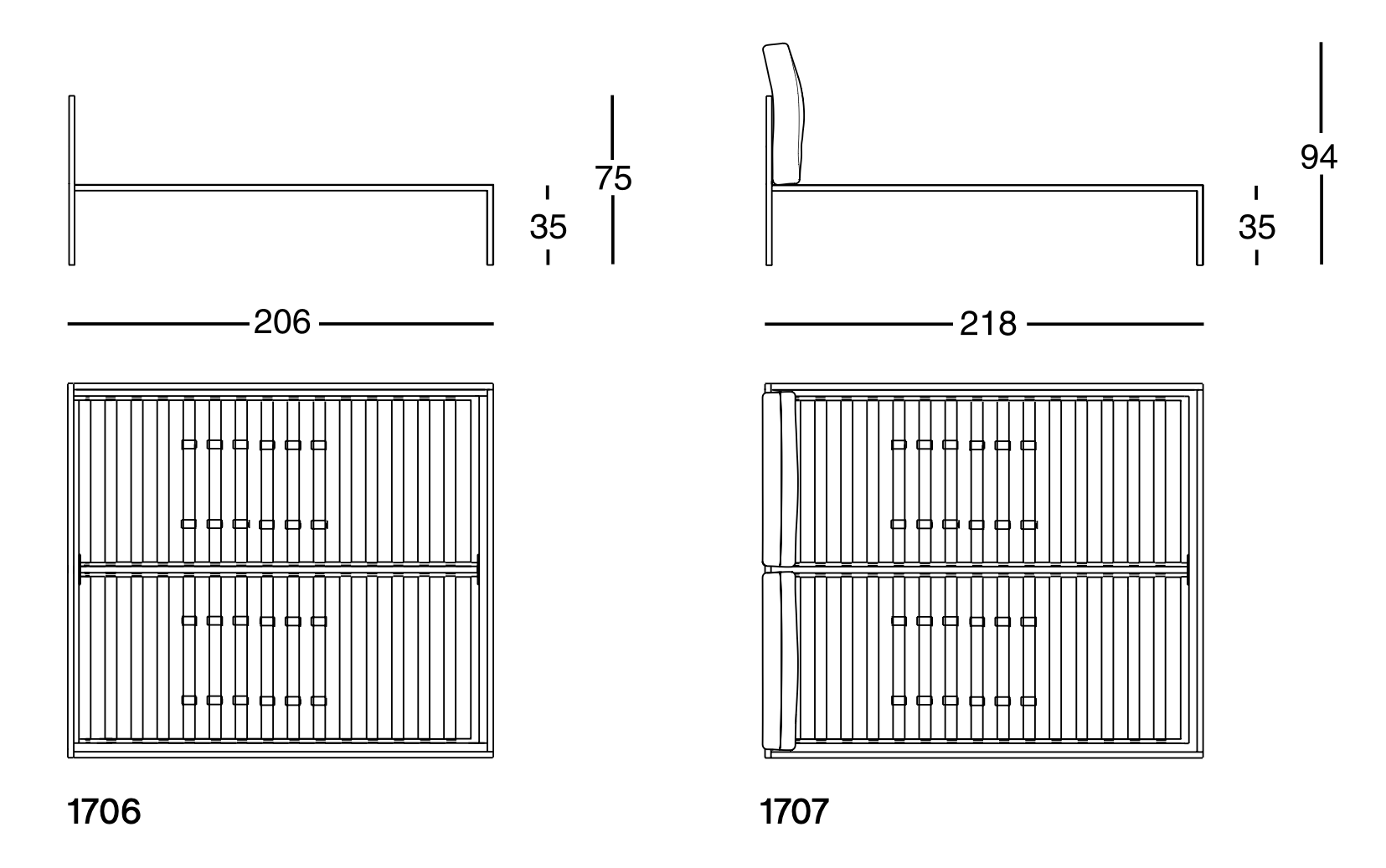 Схема Кровать Nyx, Zanotta