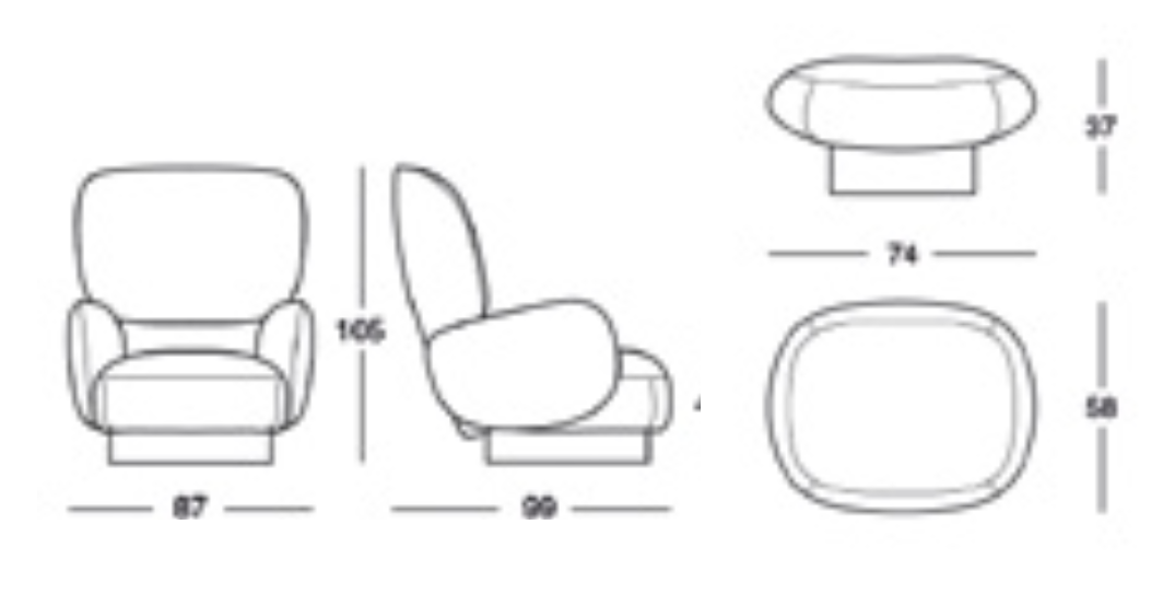 Схема Кресло Yori-Kiri, Zanotta