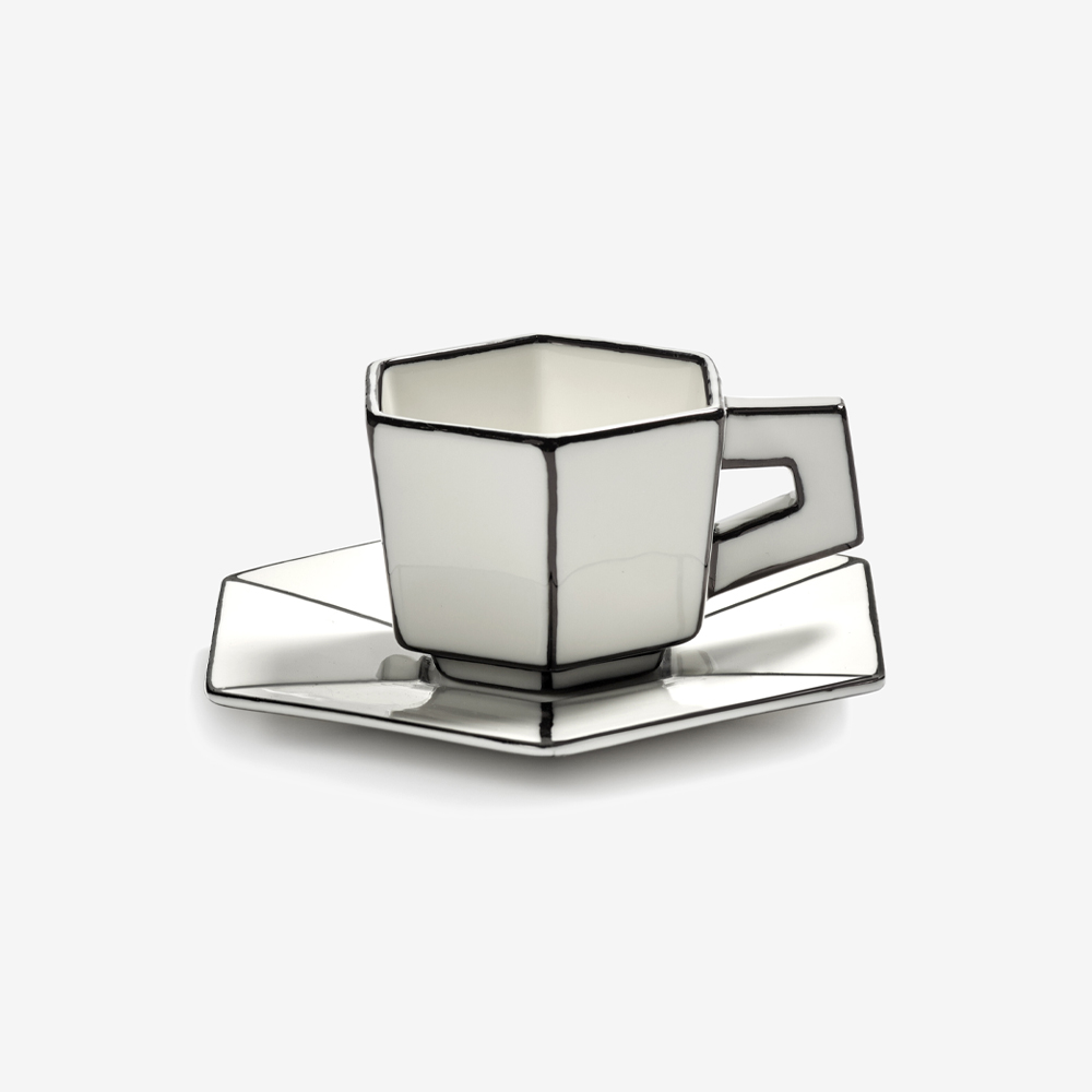 Чашка для эспрессо с блюдцем Espresso cup with saucer white-black Carte Blanche 