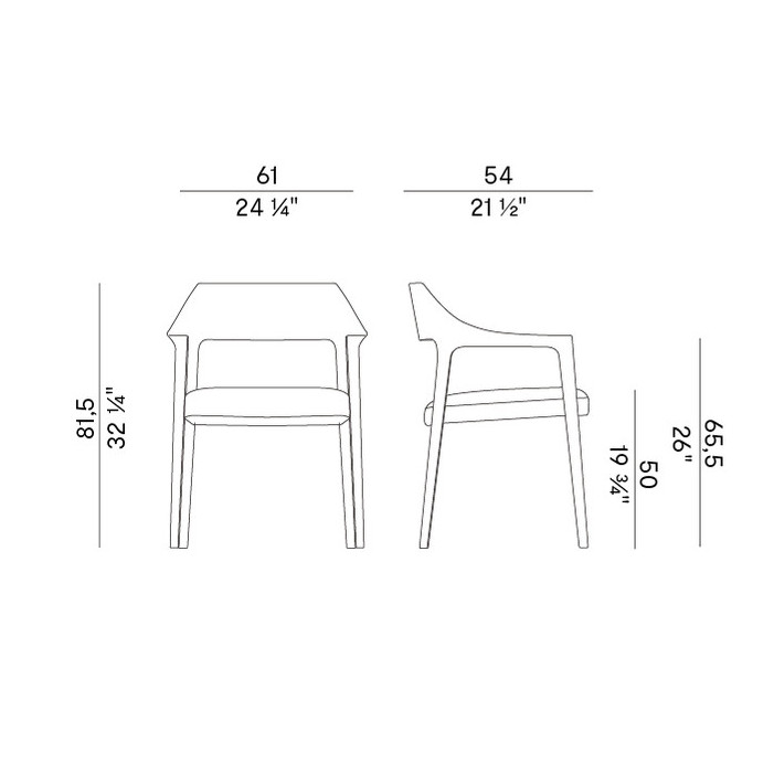 Схема Стул Scheggia с подлокотниками, Potocco