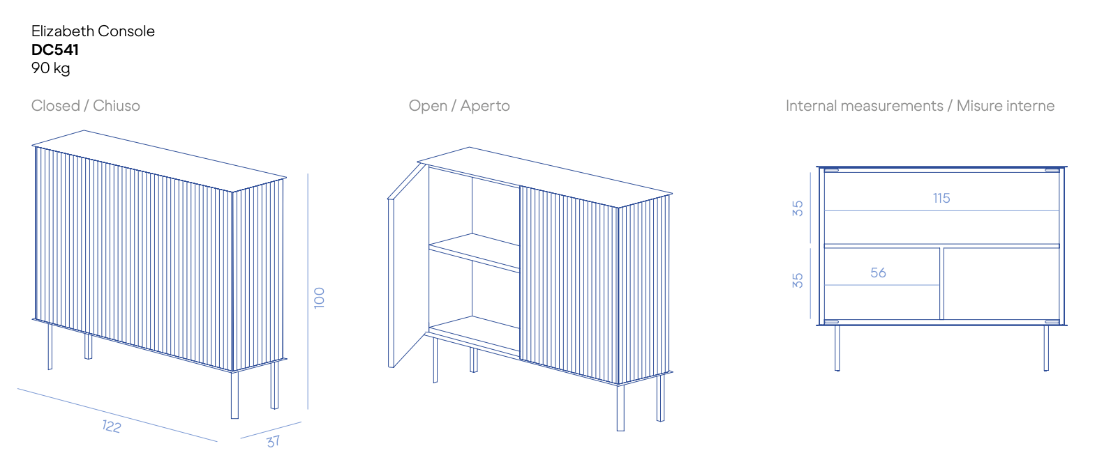 Схема Консоль Elizabeth Console, De Castelli
