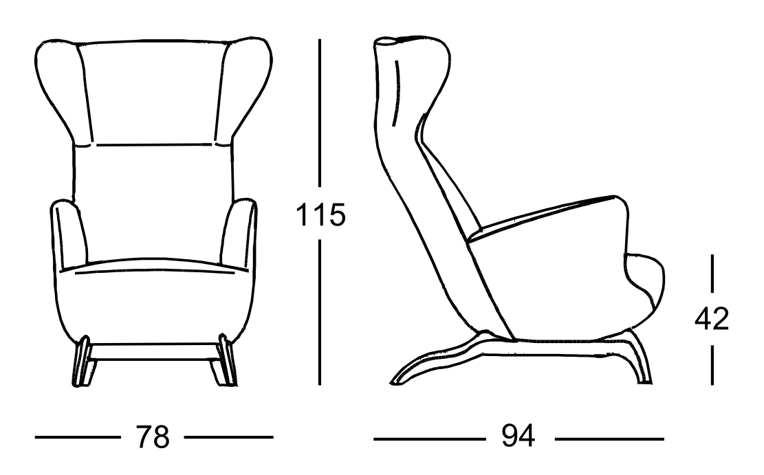 Схема Кресло Ardea CM, Zanotta