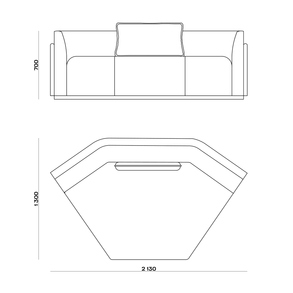 Схема Кушетка Domus Lounge Daybed, MODÉNATURE