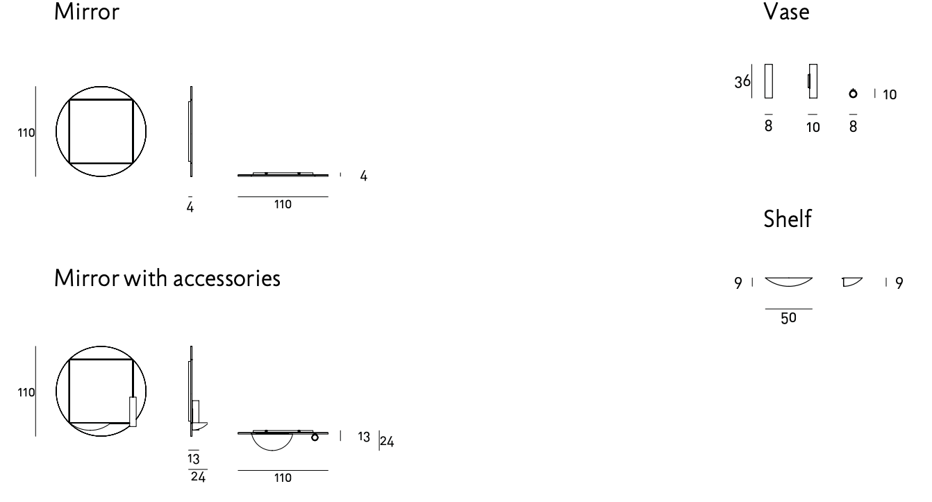 Схема Настенное зеркало Paradigma, Living Divani