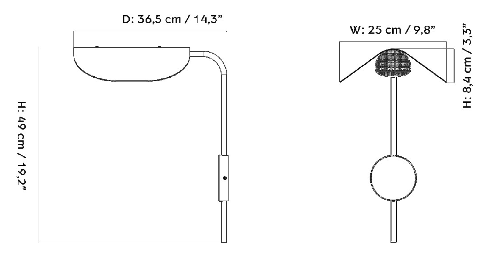 Схема Настенный светильник Wing Wall Lamp, Audo Copenhagen (ex. Menu)