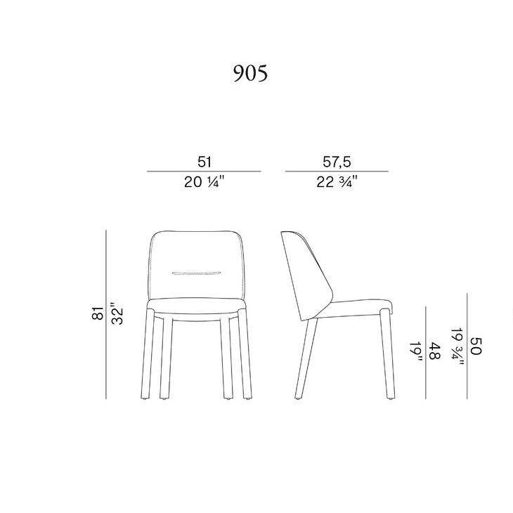 Схема Стул Concha без подлокотников, Potocco