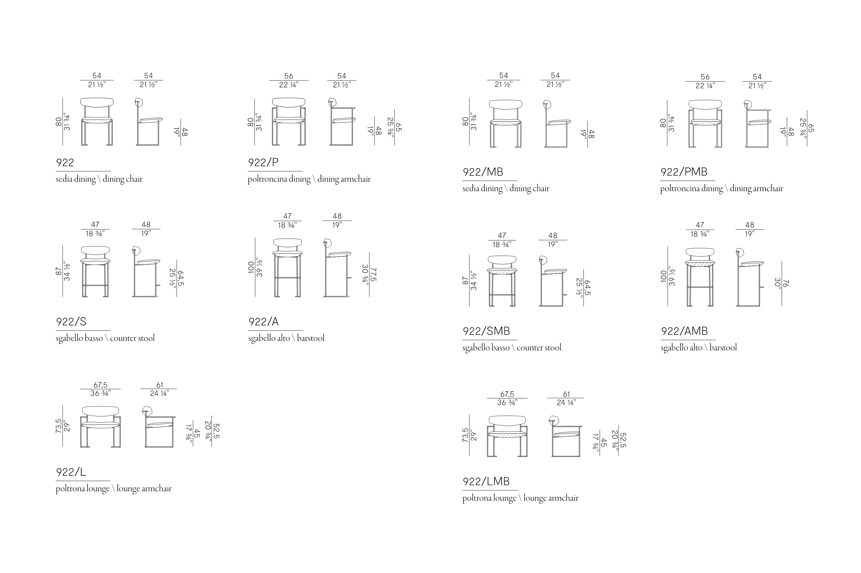 Схема Стул Keel без подлокотников, Potocco