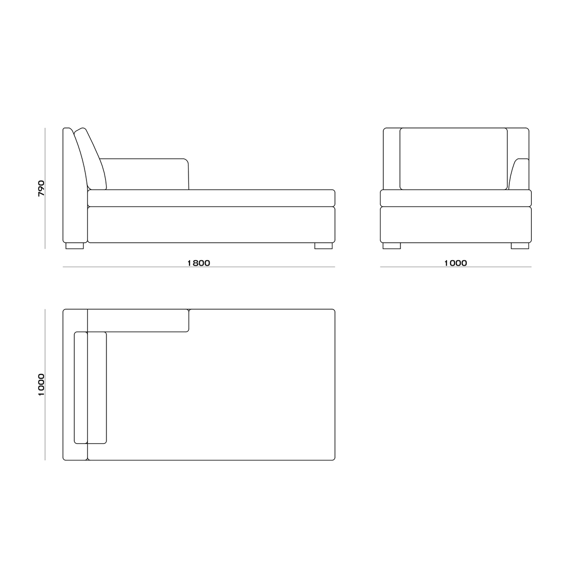 Схема Кушетка Eridan Daybed, MODÉNATURE