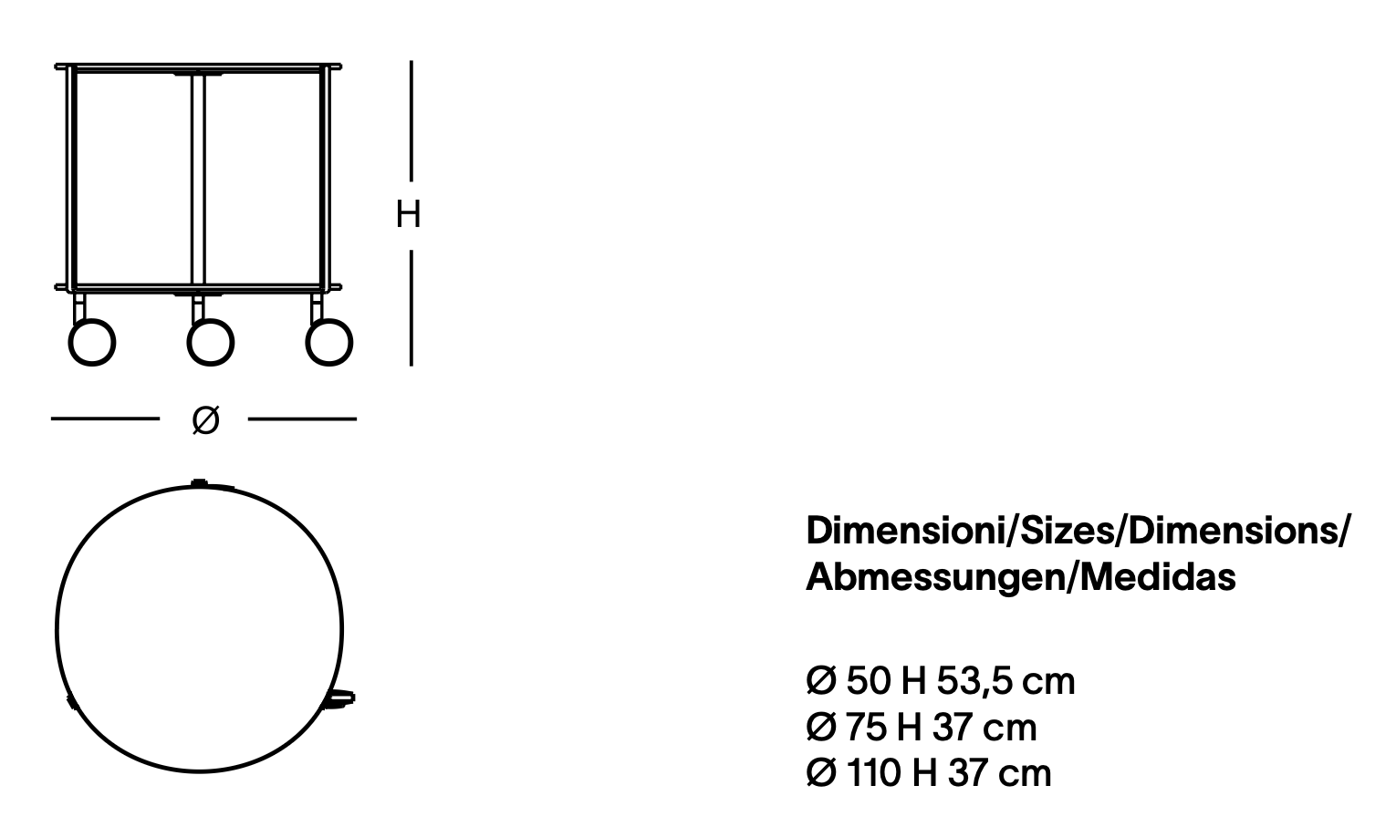 Схема Журнальный столик Giro, Zanotta