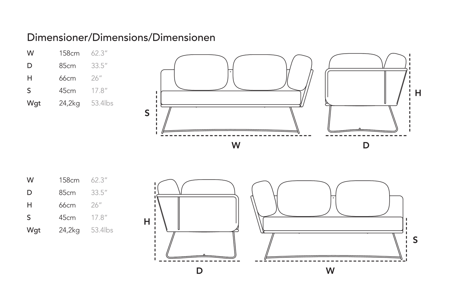 Схема Модульный уличный диван Horizon, Cane-Line