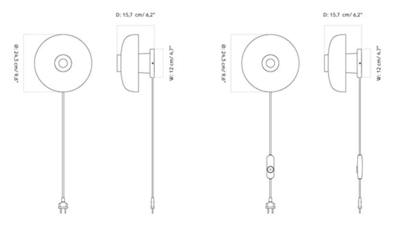 Схема Настенный светильник Reverse Wall Lamp, Audo Copenhagen (ex. Menu)