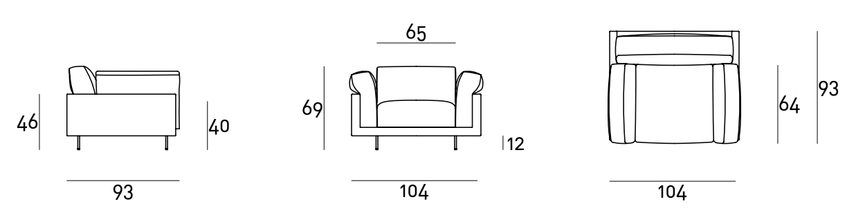 Схема Кресло Echoo Armchair, Living Divani