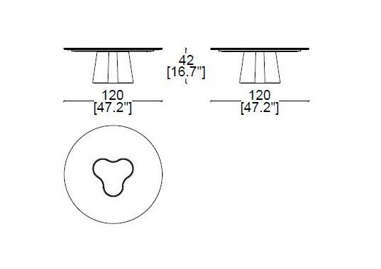 Схема Кофейный столик Treflo Coffee Table, Cassina