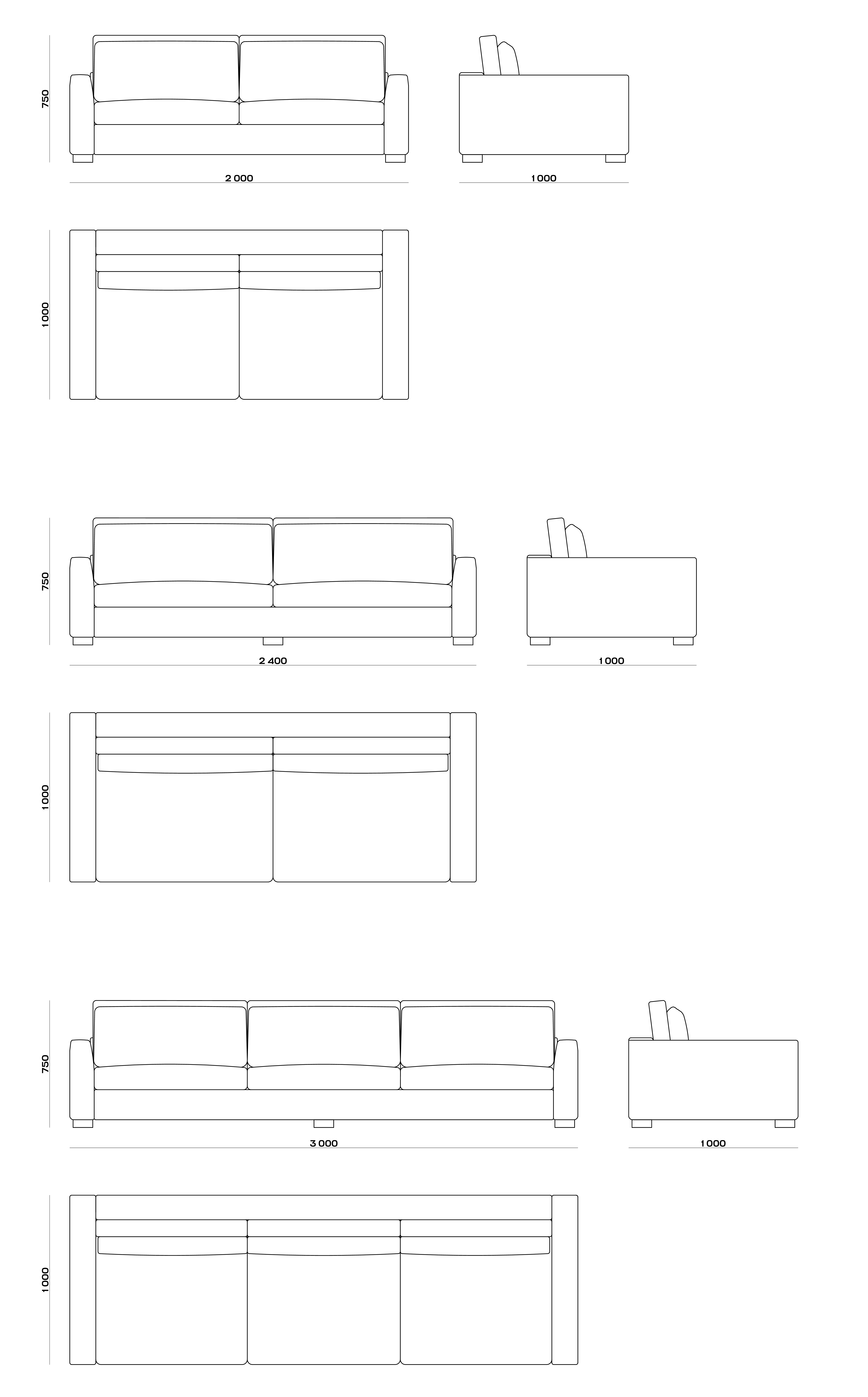 Схема Диван Roland Sofa, MODÉNATURE