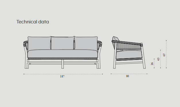 Схема Уличный диван Kilt XL, Ethimo