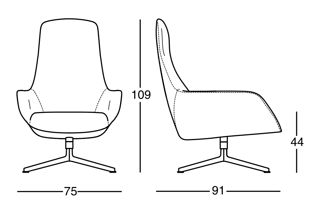 Схема Кресло Kent, Zanotta