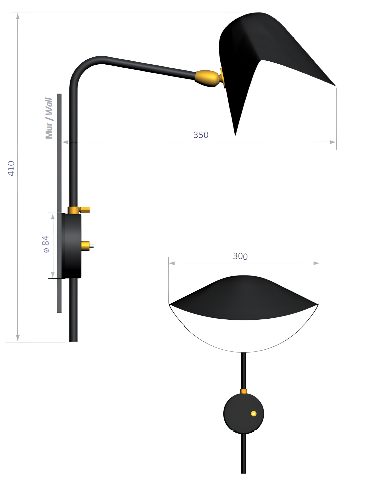 Схема Бра Antony Wall Sconce, Serge Mouille