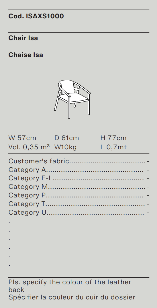 Схема Стул Isa, Ditre Italia