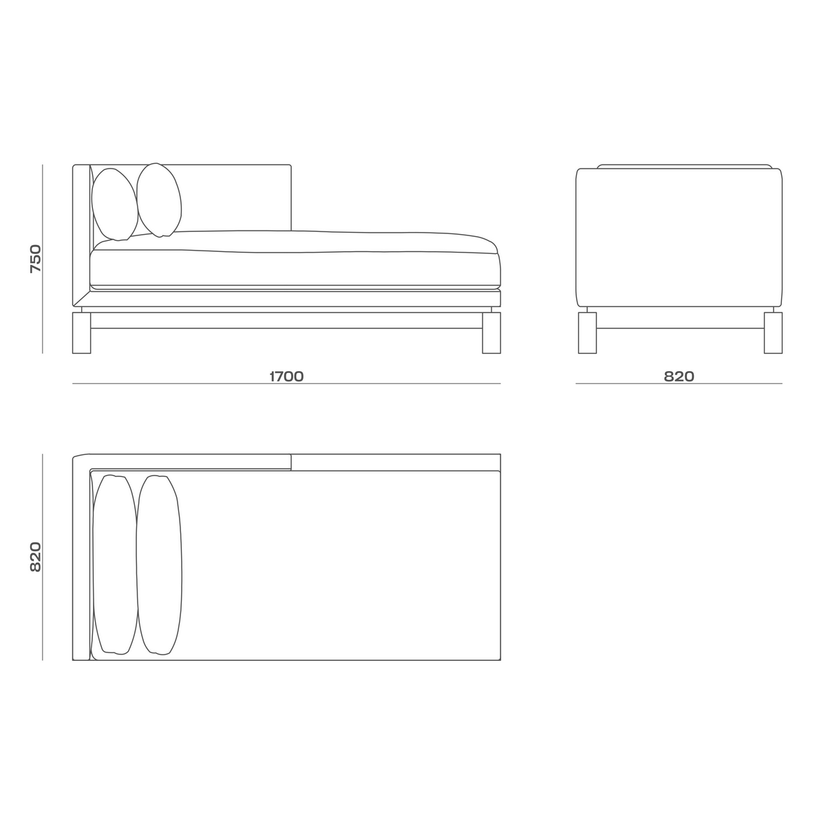 Схема Кушетка India Song Daybed, MODÉNATURE
