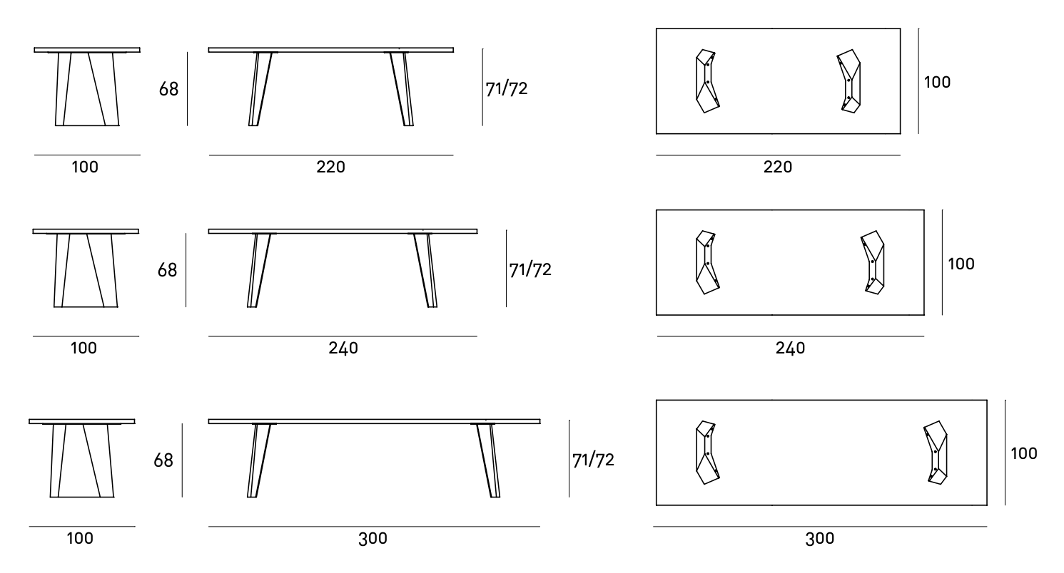 Схема Обеденный стол Wedge, Living Divani