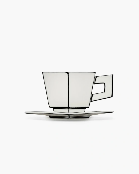 Набор из 2-х кофейных пар Cappuccino Cup with Saucer White-Black Carte Blanche, Serax