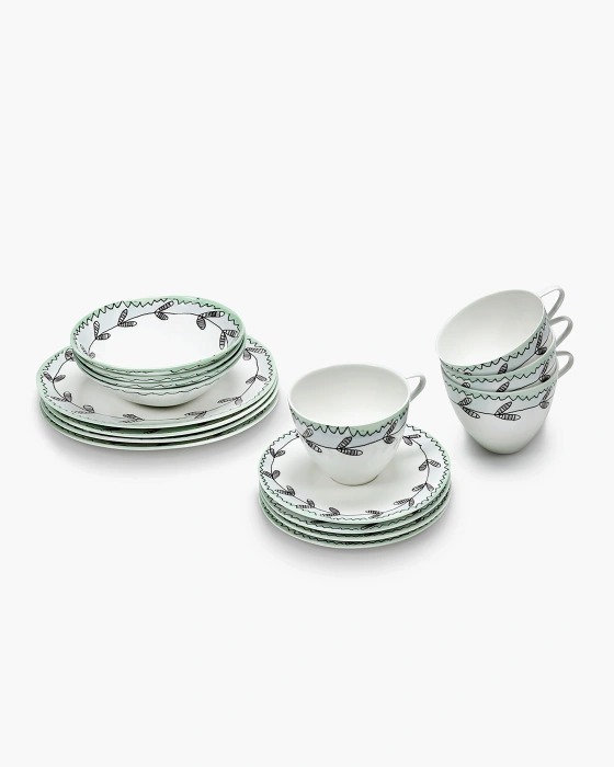 Набор посуды на 4 персоны Breakfast set 16 Pieces Blossom Milk Midnight Flowers, Serax