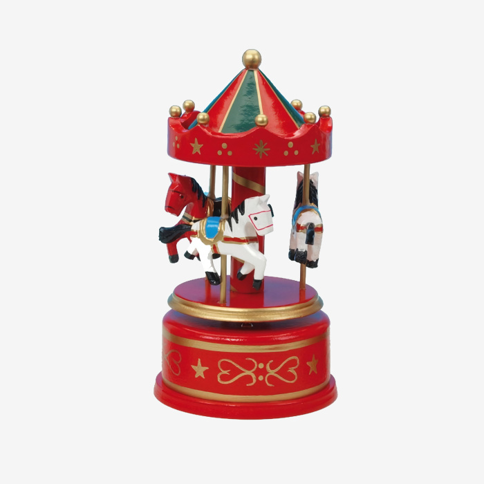 Музыкальная шкатулка-карусель Wooden carousel red/green, Musicboxworld