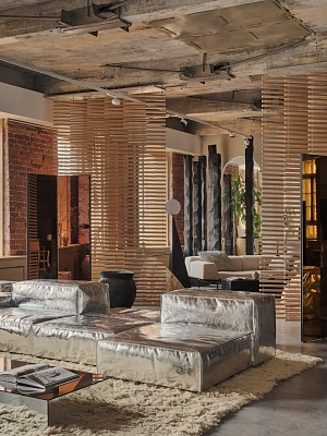 Диван модульный Extrasoft в отделке Specchio Living Divani