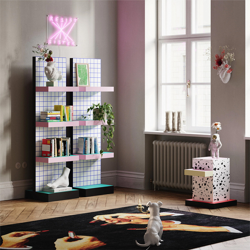 Стеллаж Supershelf Blue Grid, Seletti