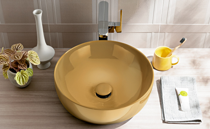 Накладная раковина без перелива Era Small On Top Bowl Ø40, Cielo