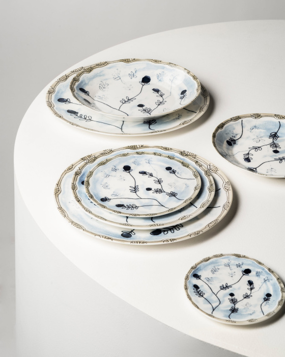 Набор из 2-х тарелок Plate Mirtillo Tea Midnight Flowers by Marni, Serax