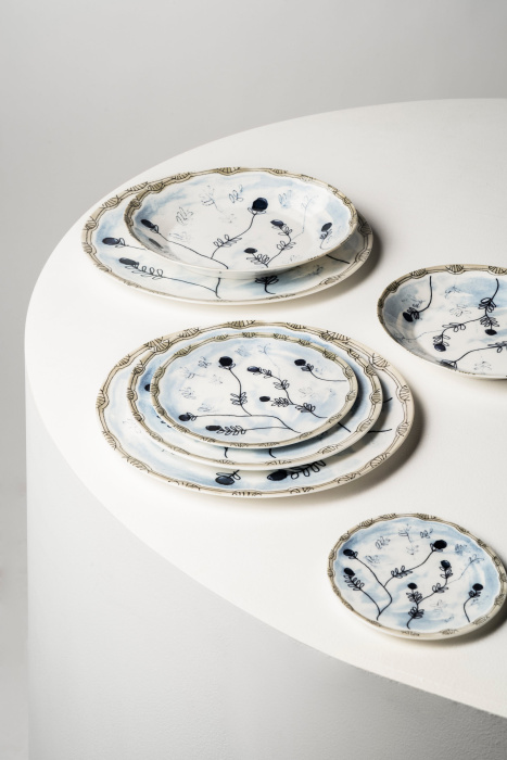 Набор из 2-х глубоких тарелок Deep Plate L Mirtillo Tea Midnight Flowers by Marni, Serax